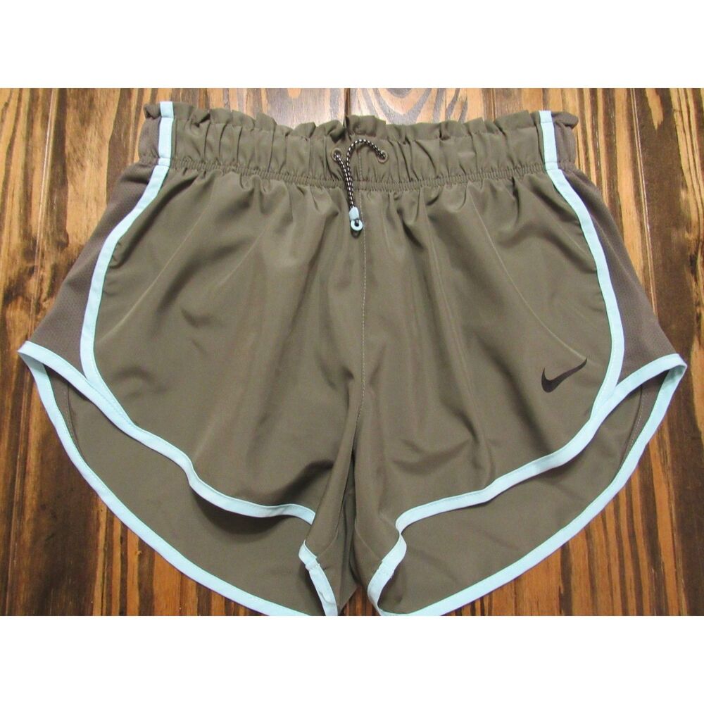 Nike Tempo Running Shorts Olive Green Mint Blue Trim Size Small